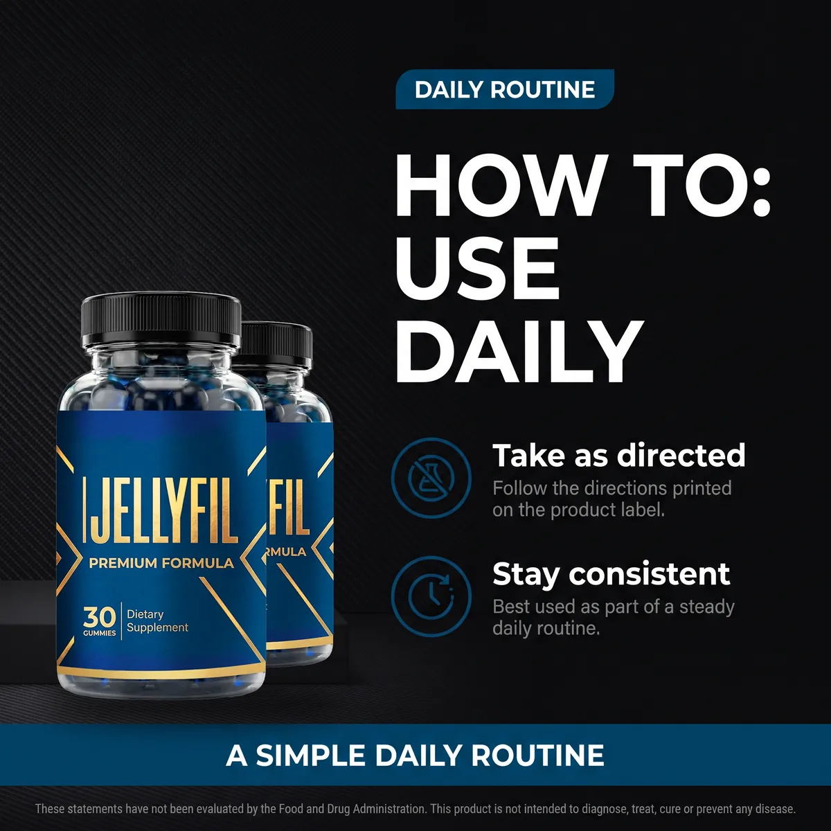 JellyFil daily routine illustration, one gummy a day